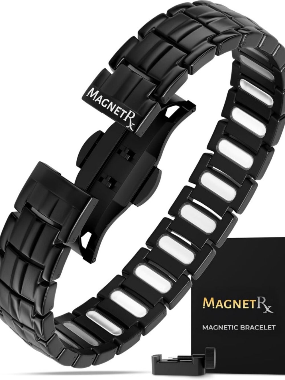 5X Strength Magnetic Bracelet for Men - Stylish Black Therapy Jewelry